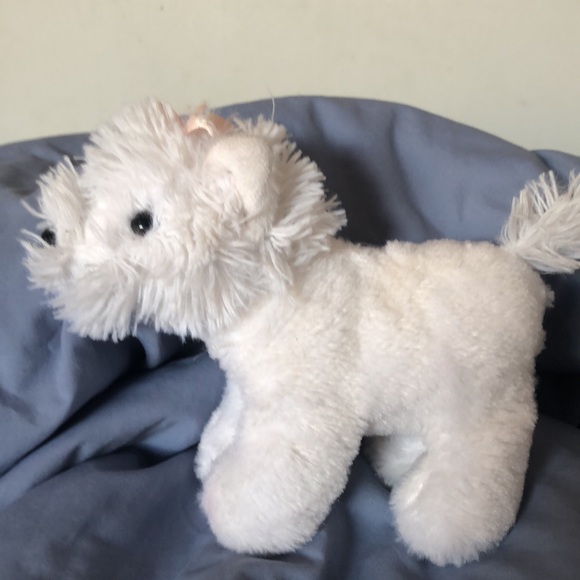 Small white dog Plushie with pink bow - Picture 2 of 4